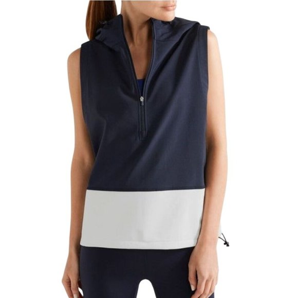Tory Sport Women's Midnight Blue/White Hooded Running Performance Vest Size XL - Picture 2 of 16